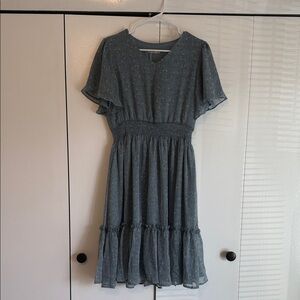 Elegant Blue Short Sleeve Dress